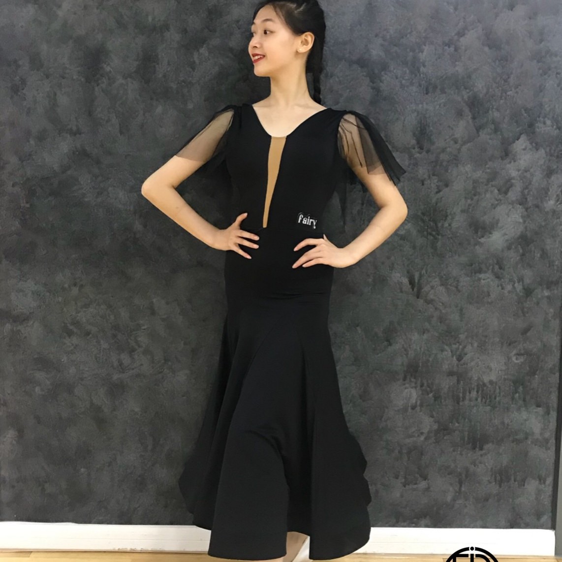 【Fairy舞服】#CR018摩登舞仙气蝴蝶结连衣裙（含胸垫底裤）
