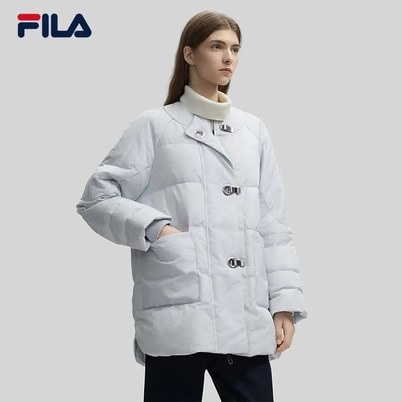 Fila/斐乐女中长款羽绒服【鹅绒90%】加厚保暖连帽服F11W444904F