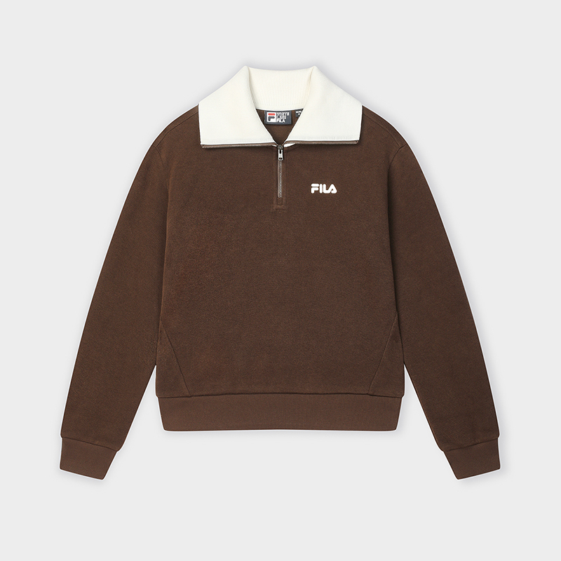 Fila/斐乐冬新款女子【针织翻领拼色套头衫】休闲舒适F11W518204F