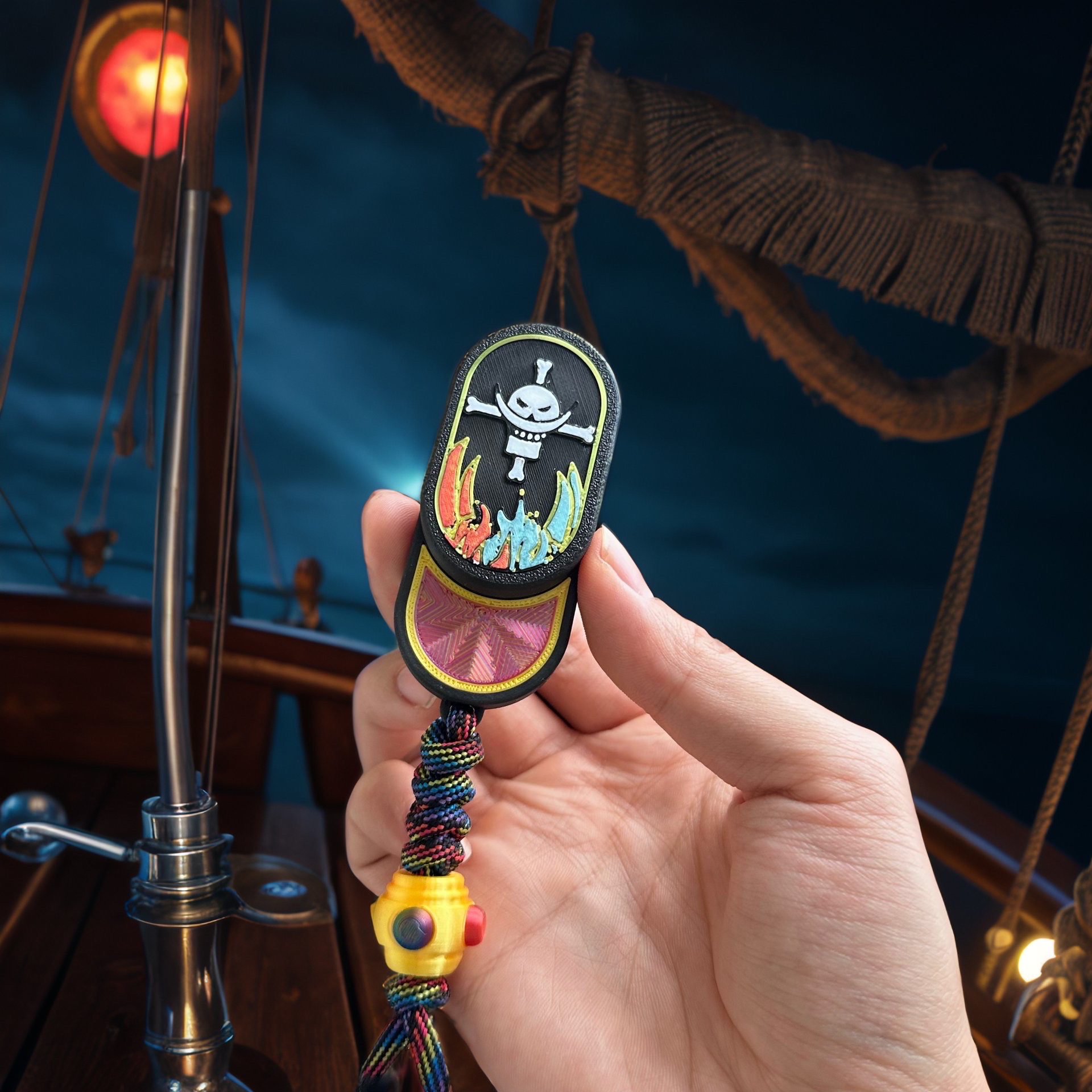 【海贼】EDC直推旋转机械推牌3D打印解压玩具白胡子