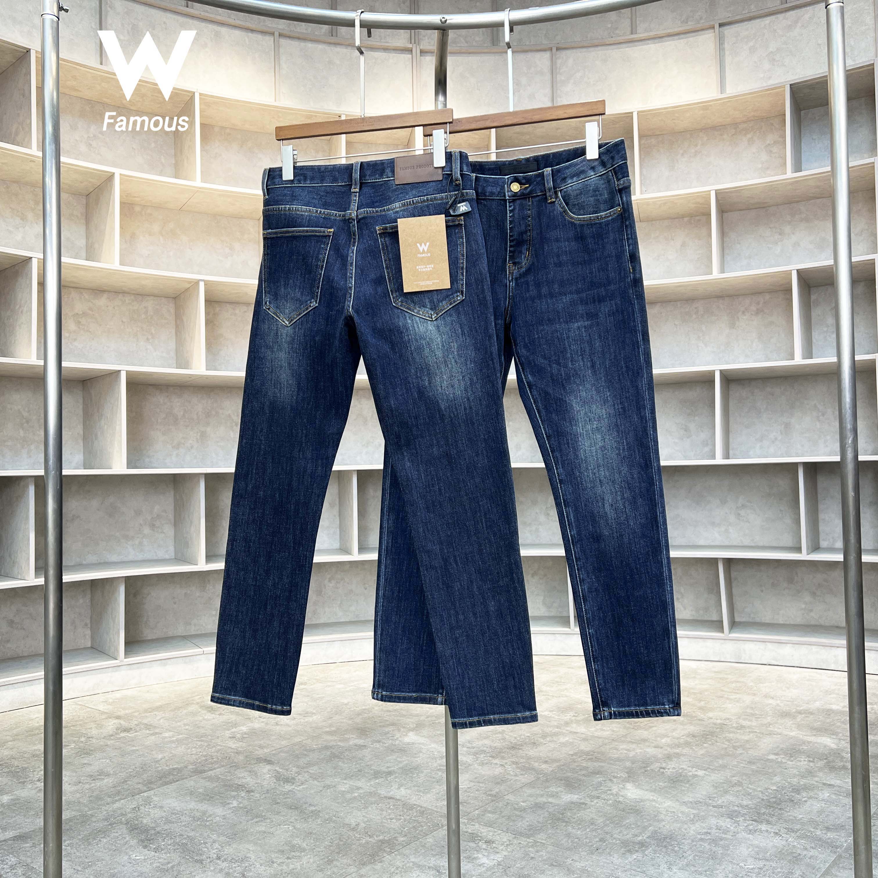 【冬款上新】1023- 11.1安/深海蓝/深蓝水洗/九分半修身直筒牛仔裤 