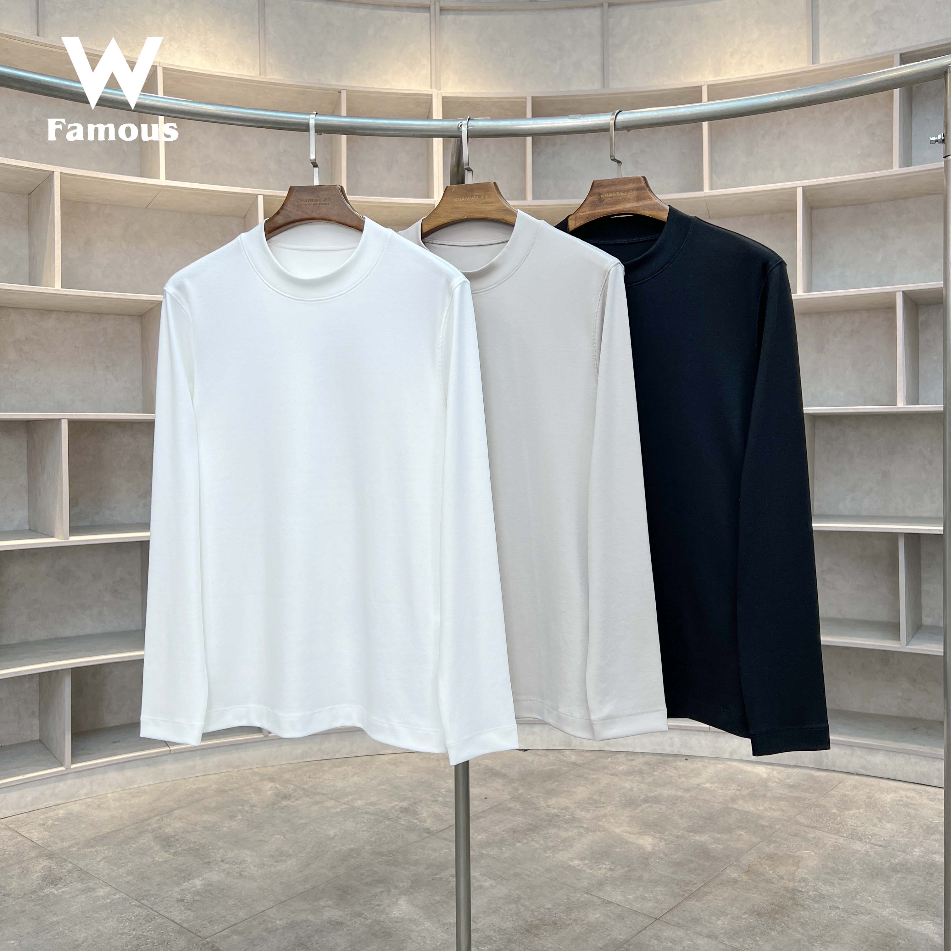 【早春上新】810-哈苏砍线工艺/三针五线/轻柔莫代尔寸领打底衫