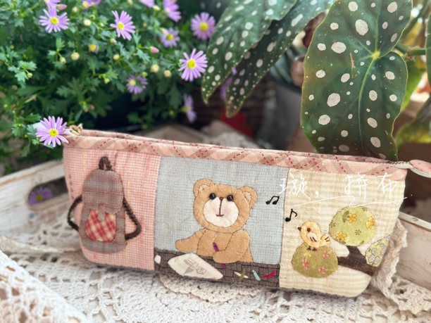 璇拼布进口先染开学笔袋材料包不是成品