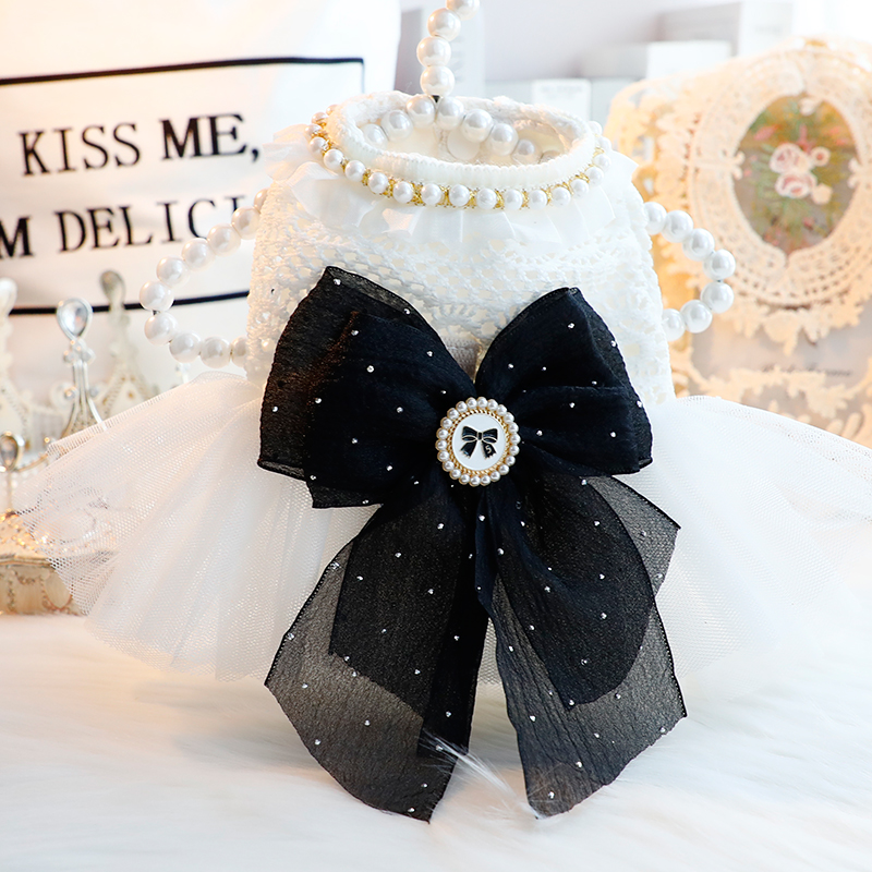 狗狗衣服春秋装猫咪公主裙可牵引5号珍珠婚纱小型犬泰迪宠物5938