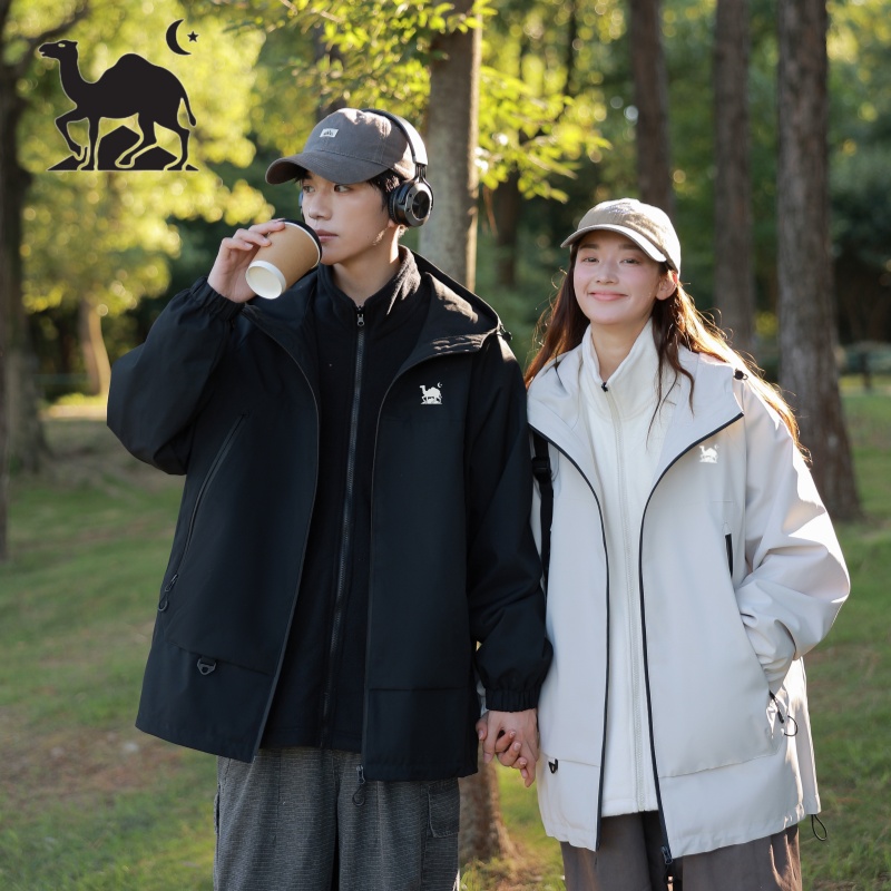 东方骆驼户外三防连帽休闲夹克防水防风登山服宽松百搭潮流外套d2