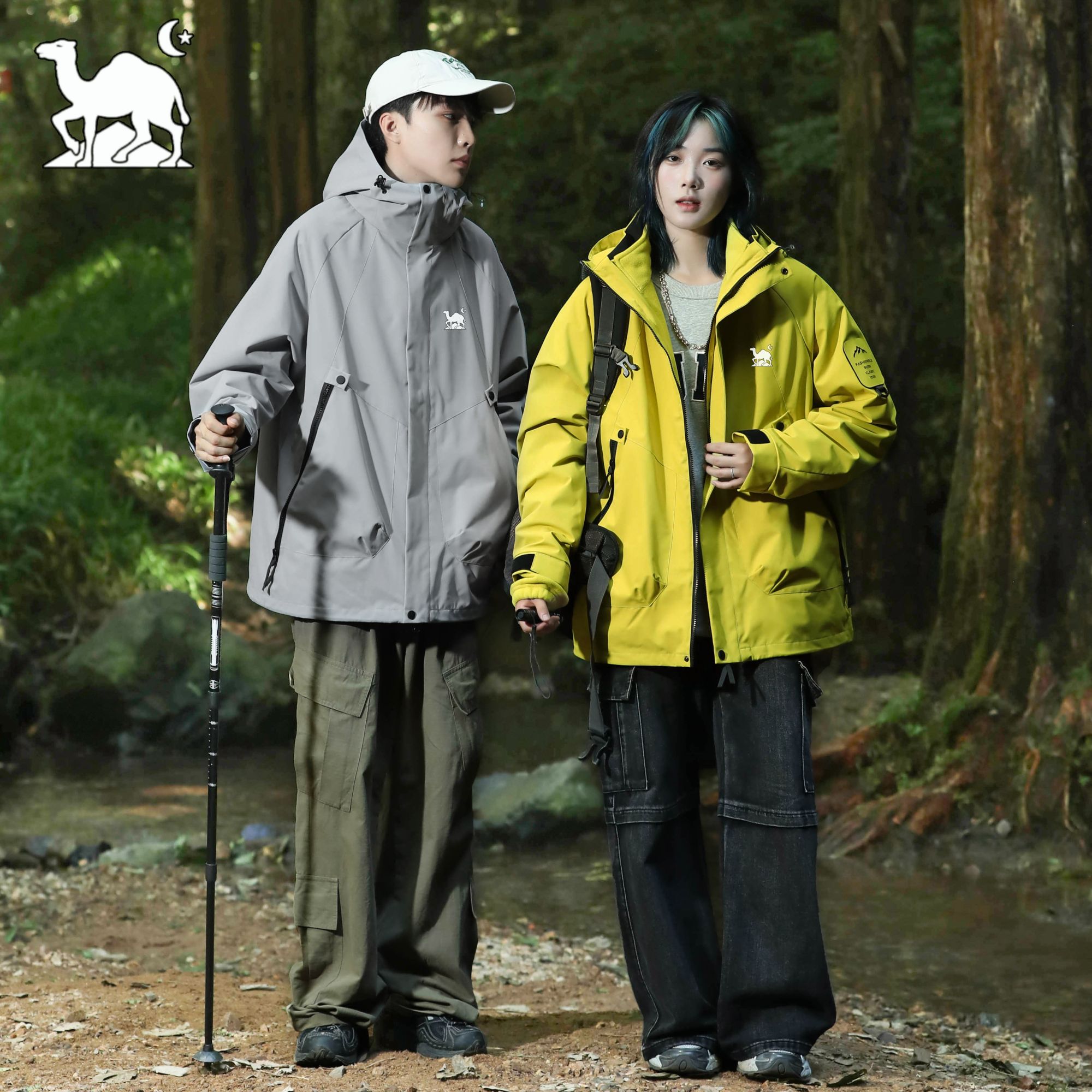 东方骆驼2024三合一户外登山服运动夹克防风防水秋冬情侣连帽d3