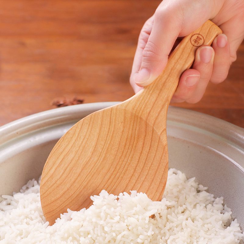 【万土烧-木器饭勺家用】樱桃木饭勺长度20.2cm手工打磨无漆无蜡