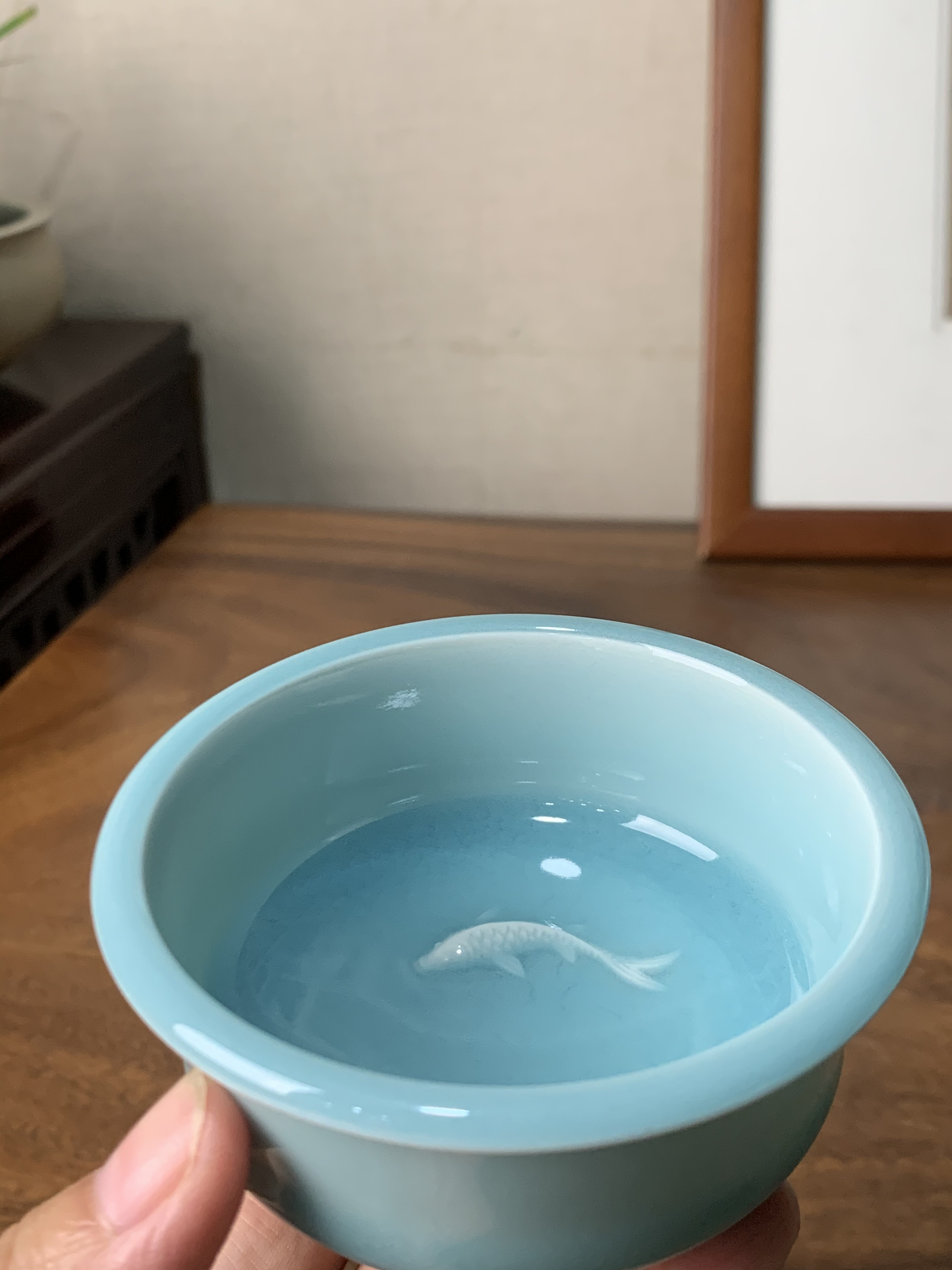 洪振华新釉薄胎厚釉鱼杯陶瓷手工主人杯