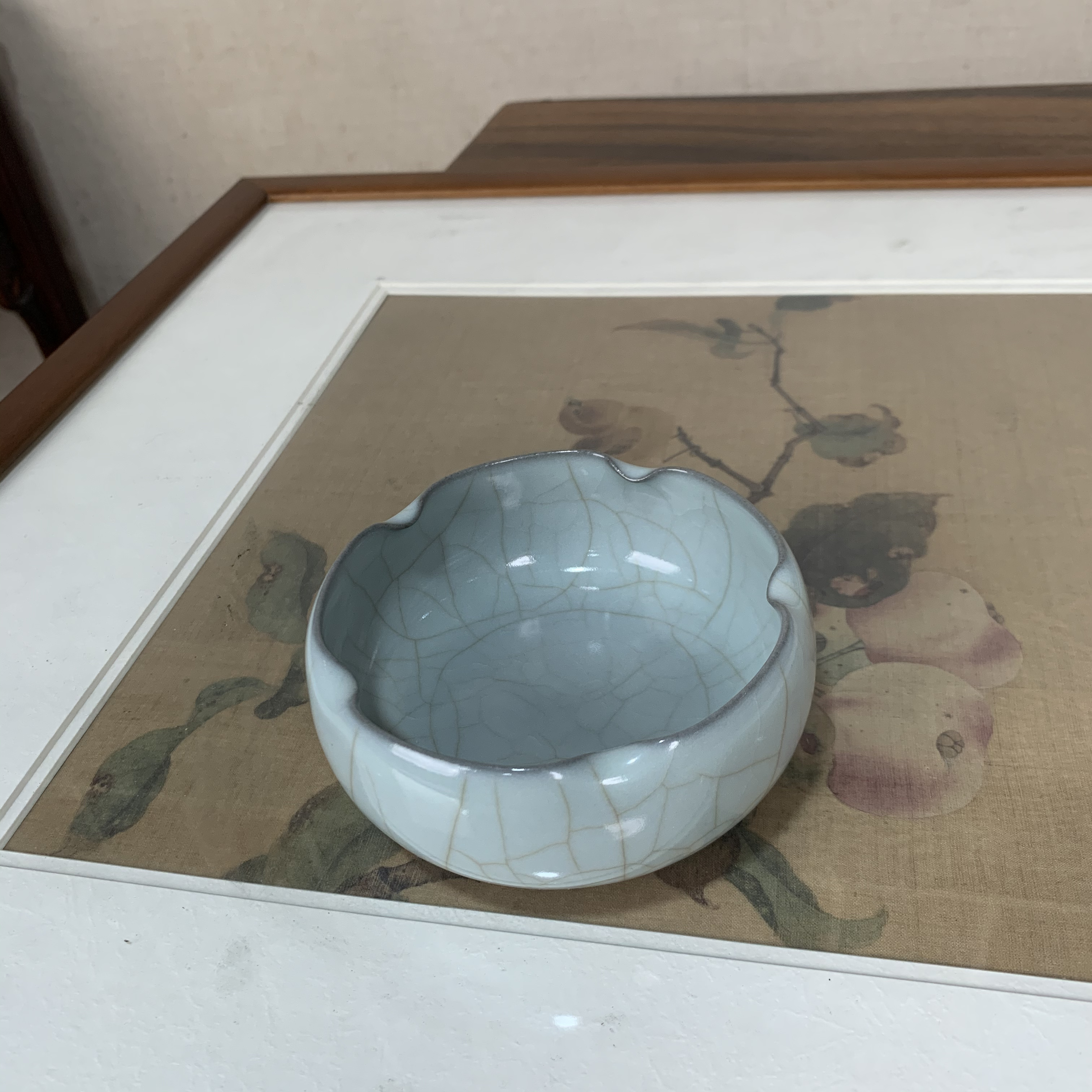 朱云峰南宋官窑手工支钉海棠洗陶瓷小溪小摆件