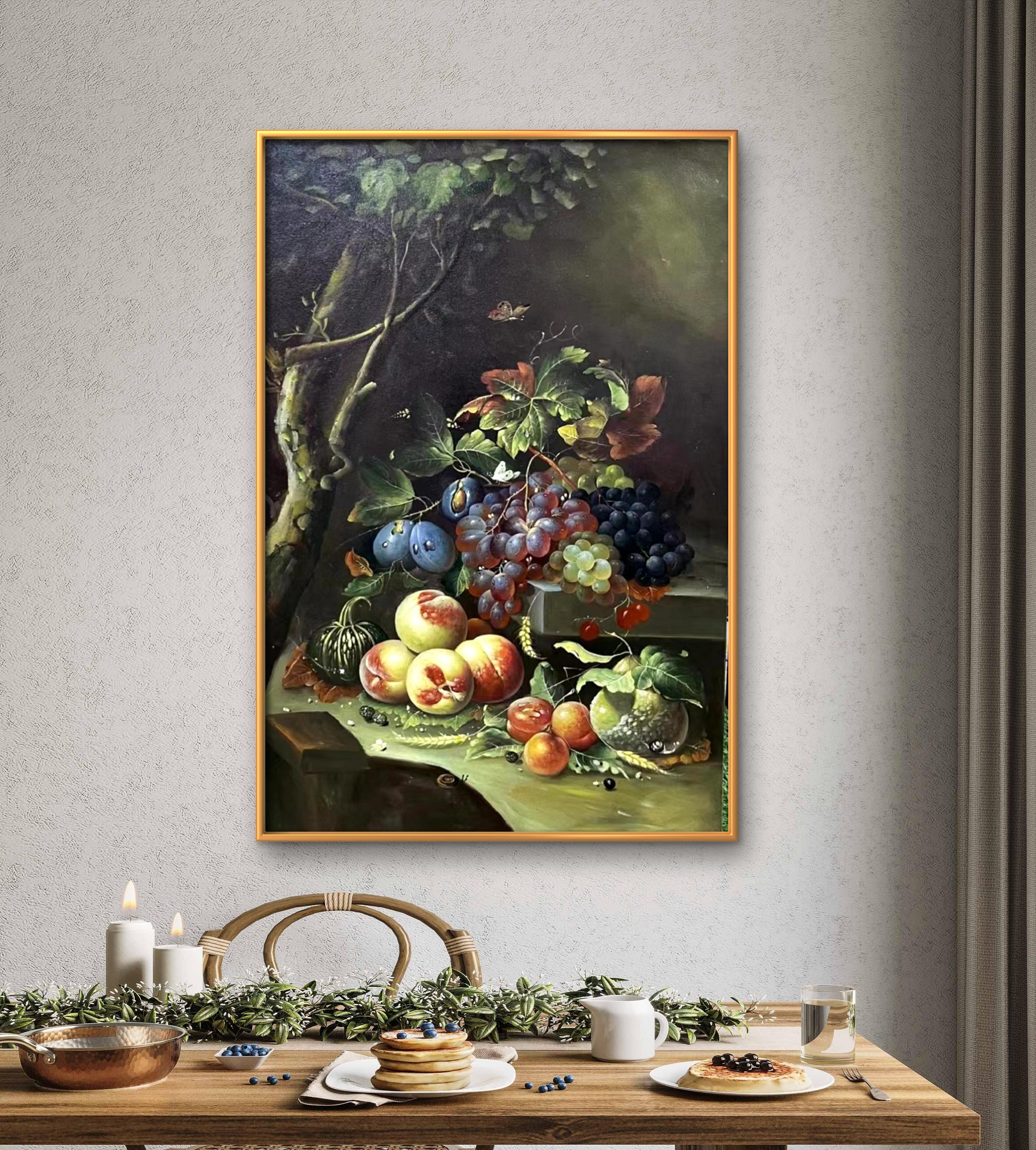 现货乌石浦油画村古典静物水果手绘油画 尺寸60*90