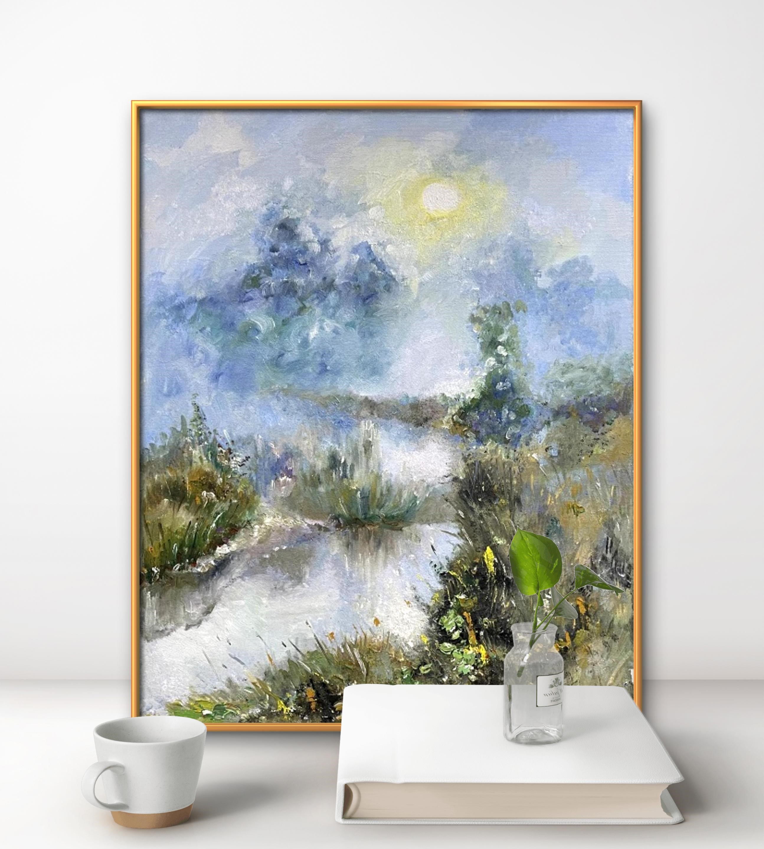 现货写生风景韩青青老师原创【晨雾】作品40*50