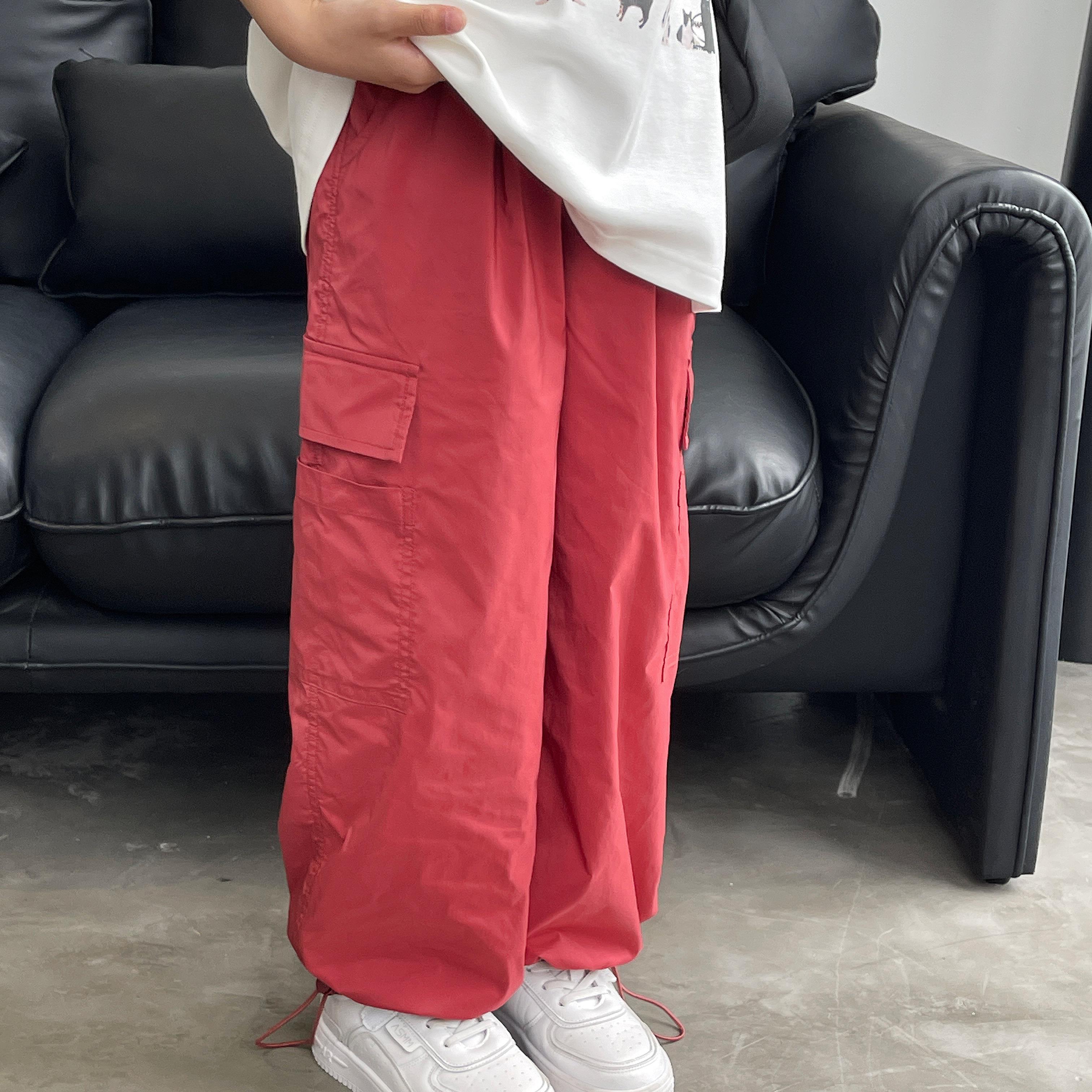 【嗒囜】女童夏季时尚直筒裤工装裤儿童松紧腰休闲裤潮流长裤2415