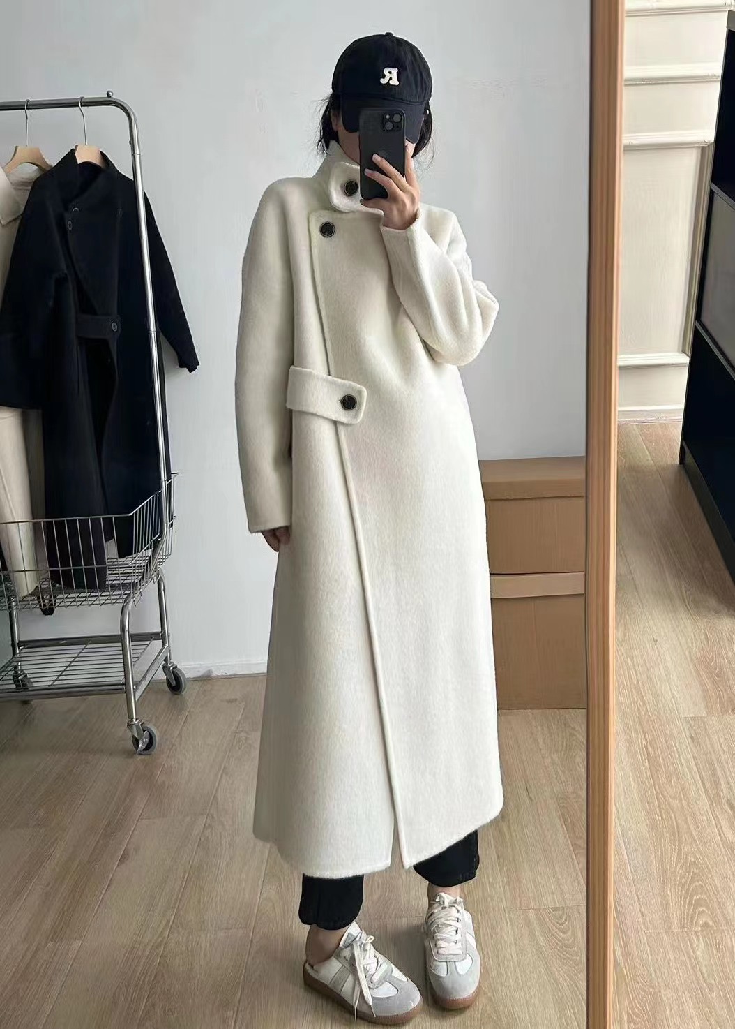 【壹壹7248】100澳洲超细长毛双绒面呢秋冬韩版羊毛大衣中长款外套