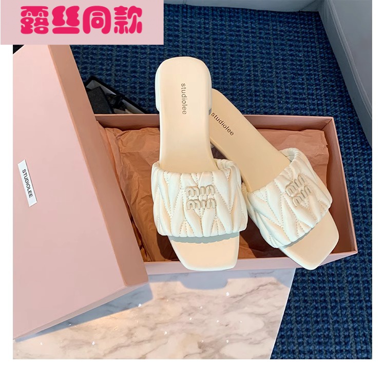 【赵露思同款】女款一字凉拖24新款夏季懒人拖鞋平底网红百搭沙滩拖