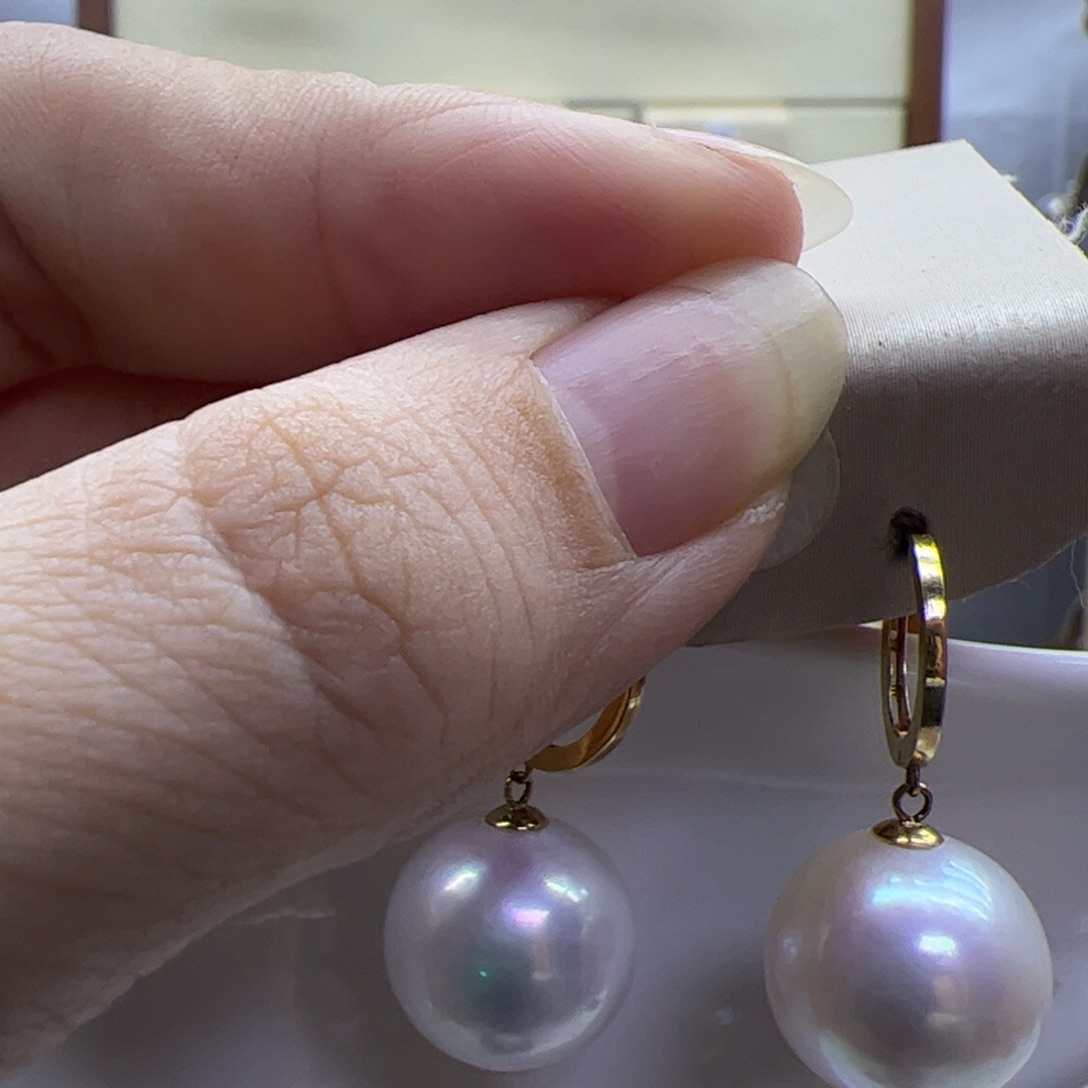 淡水珍珠耳饰18K金镶嵌