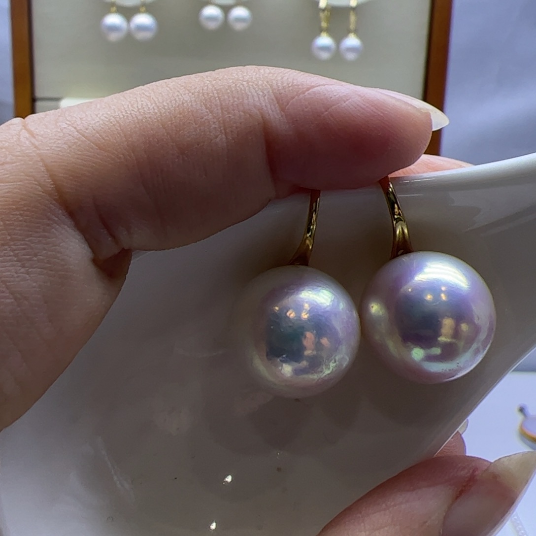 淡水珍珠耳饰18K金镶嵌