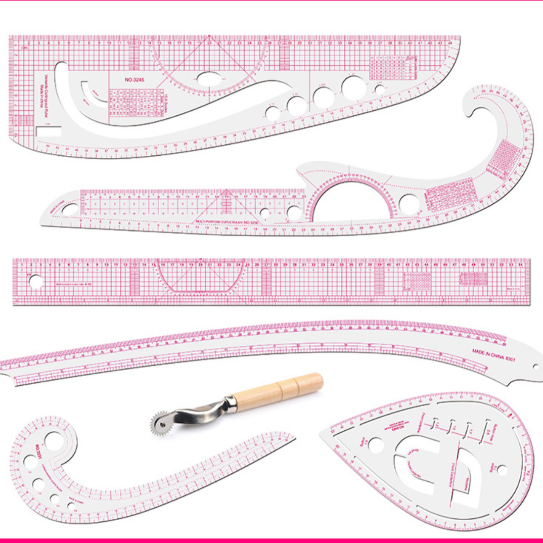 服装打版专用尺子裁缝塑料万能七件套，加厚款服装家用专用尺缝纫