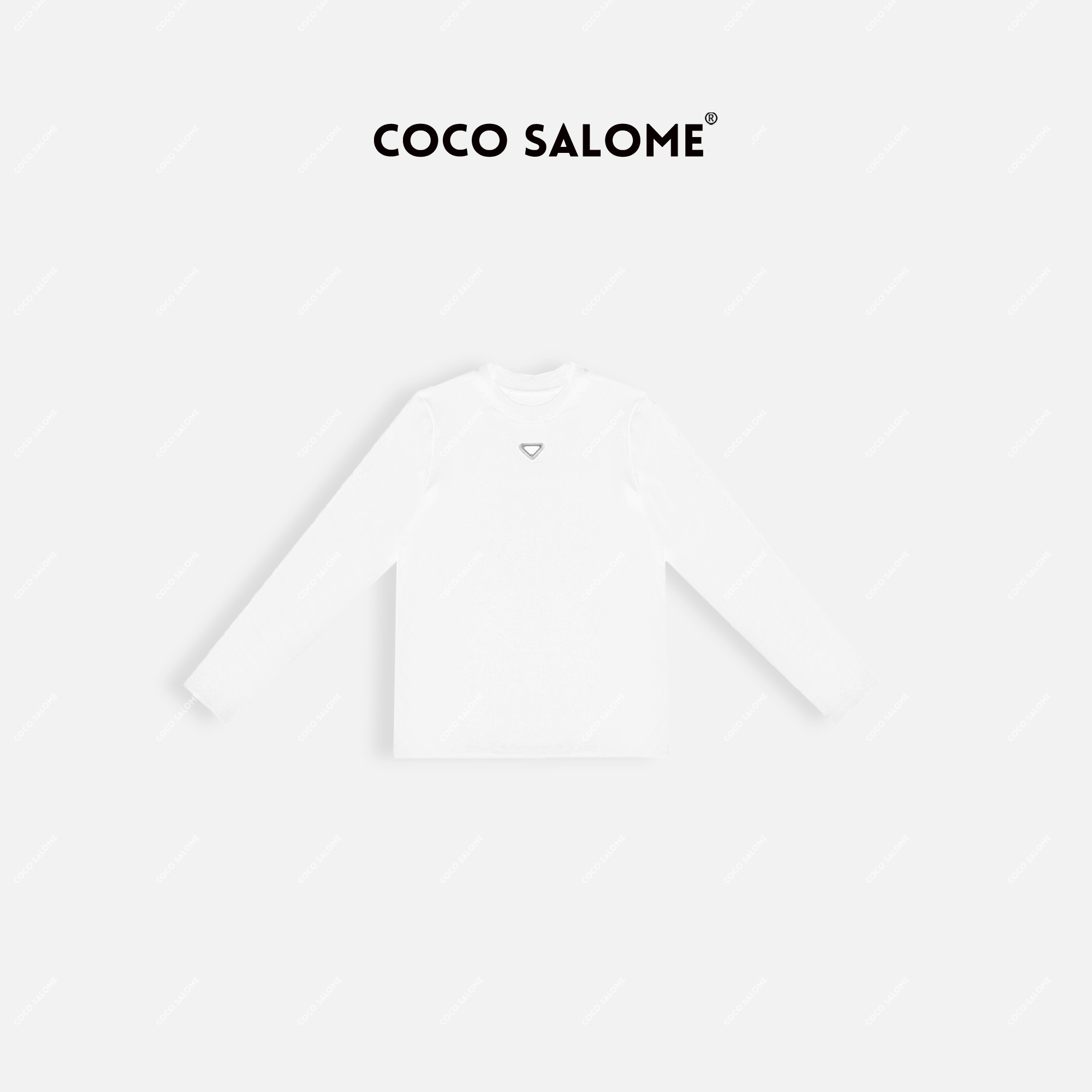 COCO SALOME②【小三角长袖】秋冬大版T恤男女弹力打底潮流百搭717L