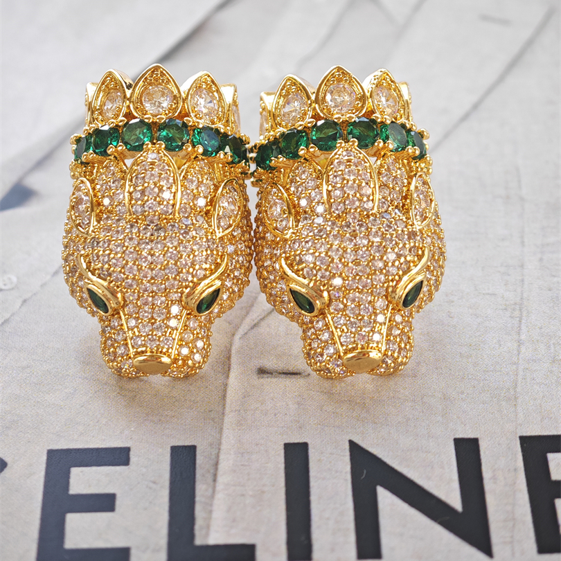 铜合金合成锆石耳饰 中古vintage欧美手工镶钻动物耳环【1161】