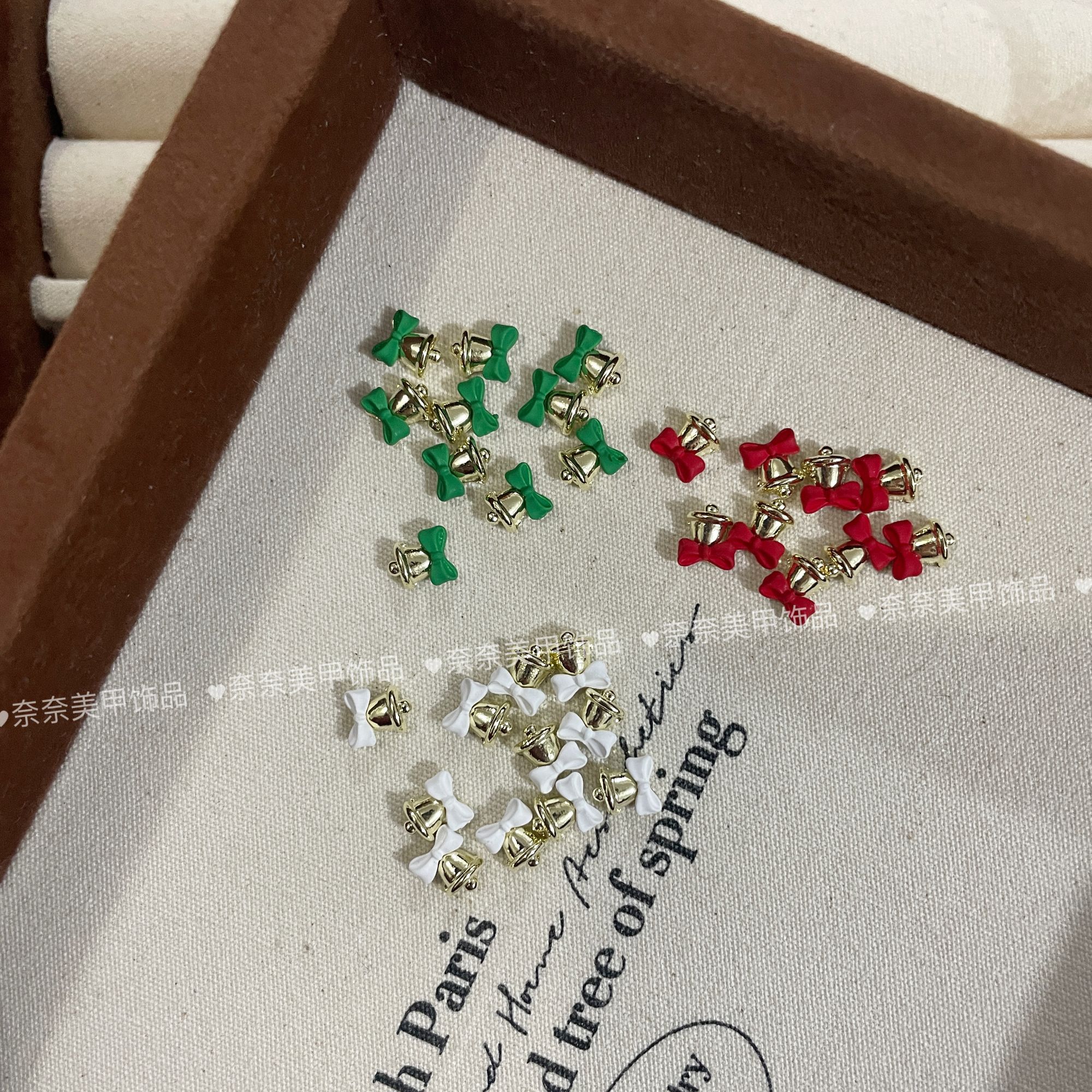 美甲新款（圣诞系列*蝴蝶结铃铛 ） 超闪红色合金喷漆保色圣诞爆款