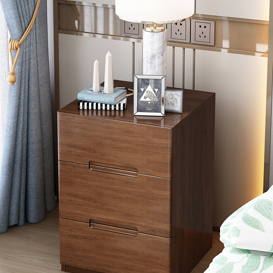 全实木床头柜现代简约收纳柜2023新款卧室储物柜置物架整装发货