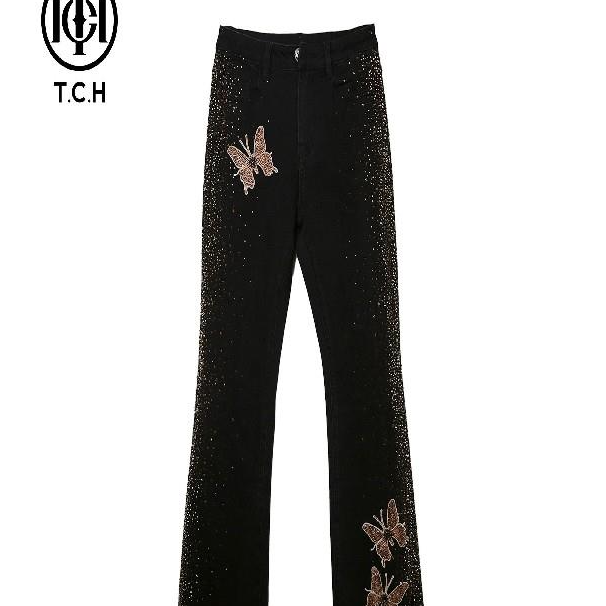 TCH服饰店播-潮牌时尚沿边蝴蝶牛仔裤女T72C206127