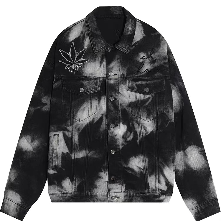 镇江-TCH轻奢潮牌扎染牛仔外套T66A068121