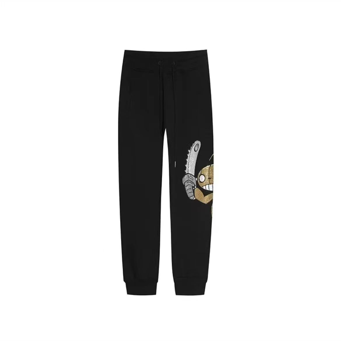 TCH服饰店播-男女同款烫钻黑色长裤T21120C6035