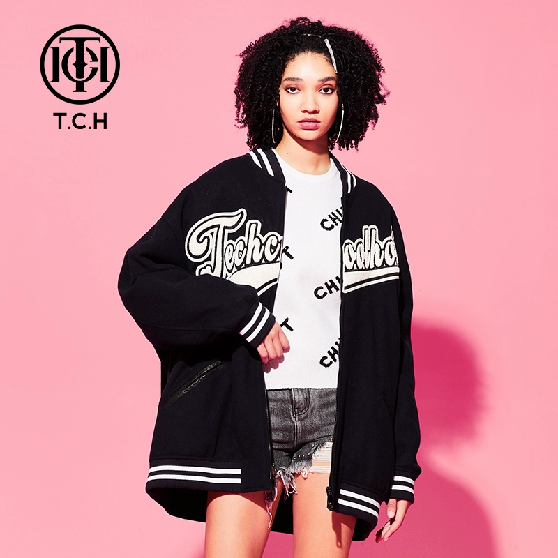 郑州大卫城-烫钻显瘦藏青色长袖夹克男女同款T69D168008