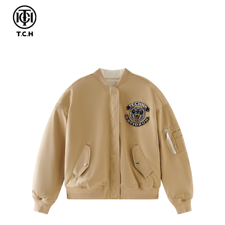 TCH-翅膀熊猫卡其色双面穿夹克T69D166023