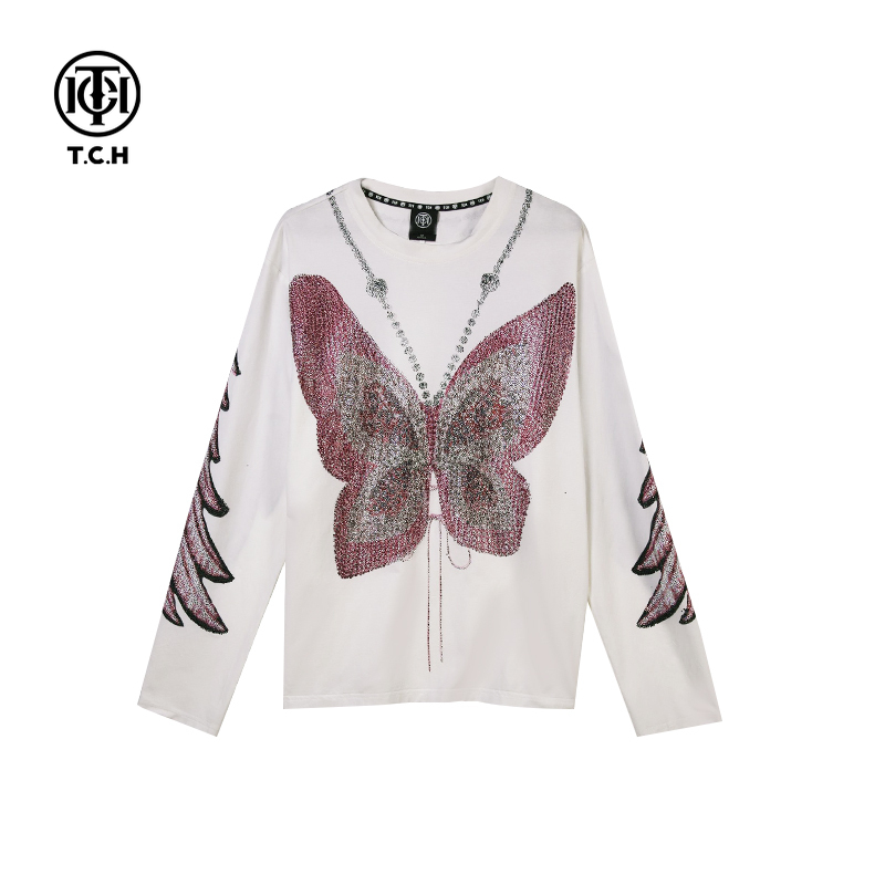 TCH服饰店播- 2025秋季新款长袖T恤女大翅膀休闲上衣男T72C086009
