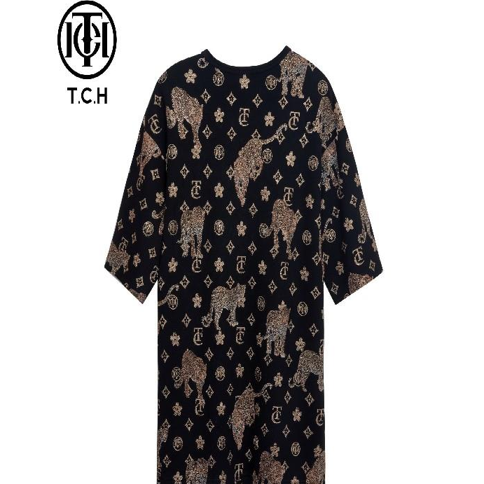 TCH服饰店播-烫金字母骑士字母时髦连衣裙女T72C306066