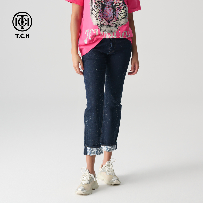 石景山-TCH系列牛仔裤2025春季新款卷边直筒裤T72A208001