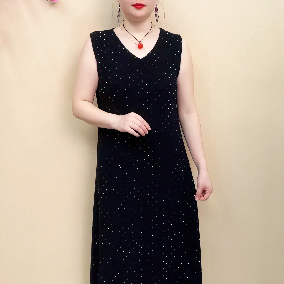 春夏新款时尚背心连衣裙亮晶晶弹力显瘦连衣裙女装连衣裙妈妈装