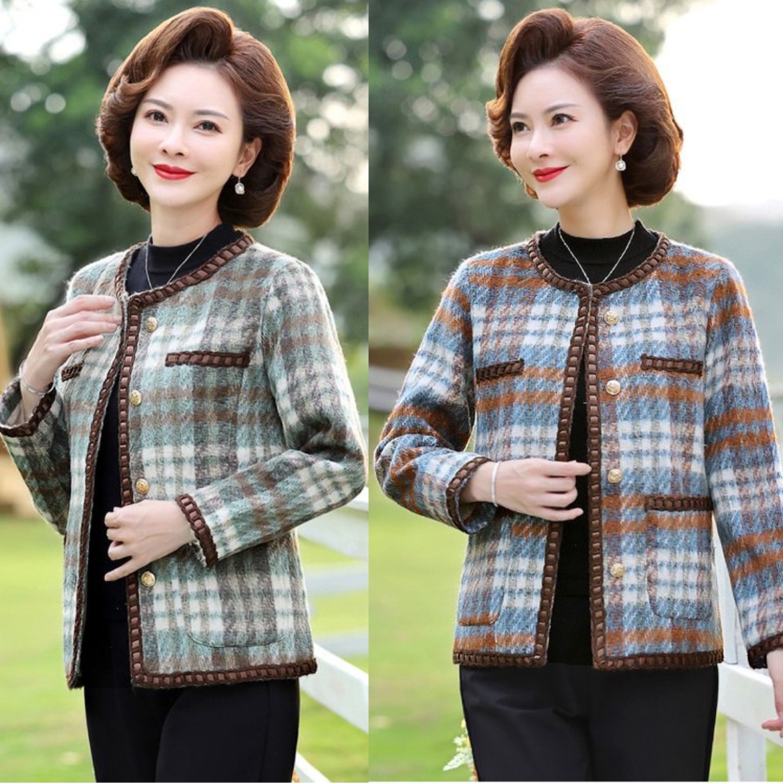 2025妈妈装小香风外套中老年女装春秋小个子洋气短款风衣开衫