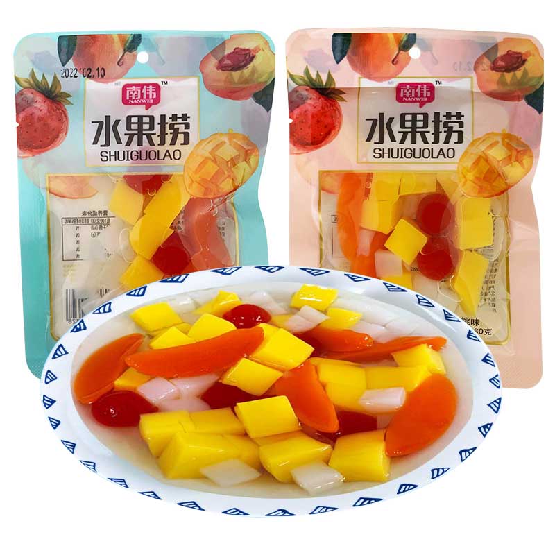 水果捞袋装果肉粒果冻布丁黄桃草莓网红小吃休闲食品网红怀旧零食