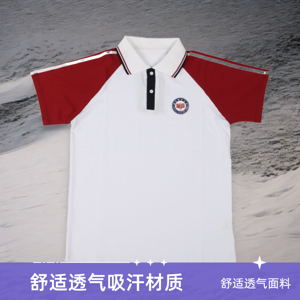 衡水市泰华中学高二网眼白色T恤半袖翻领夏季校服学院风宽松透气