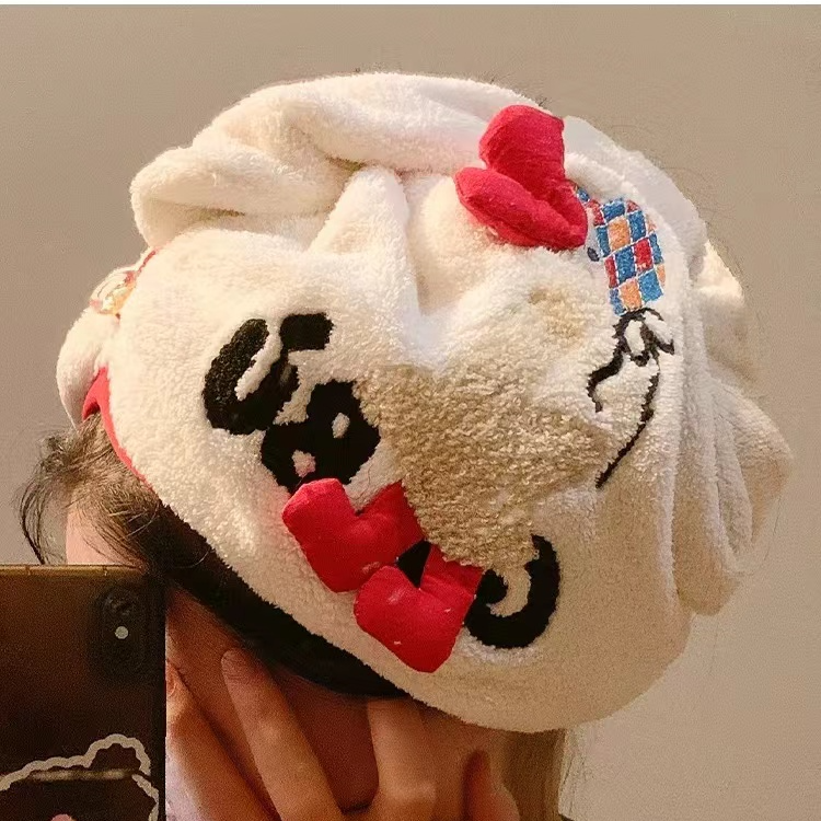 珊瑚绒加倍吸水可爱干发帽柔软加厚家用立体速干动物洋气卡通