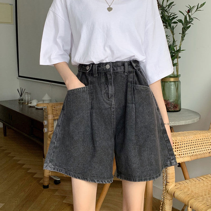 胖妹妹大码女装牛仔短裤女2025夏季新款裤子宽松显瘦A字裤阔腿裤