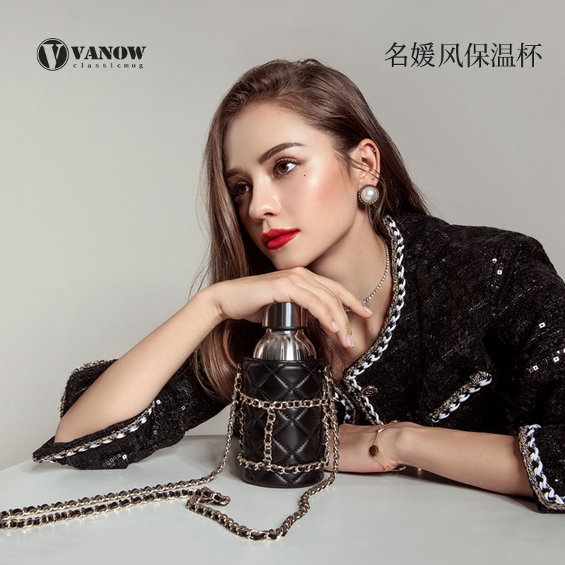 vanow智能测温高档保温杯富家千金高颜值女士专用水杯网红大肚杯