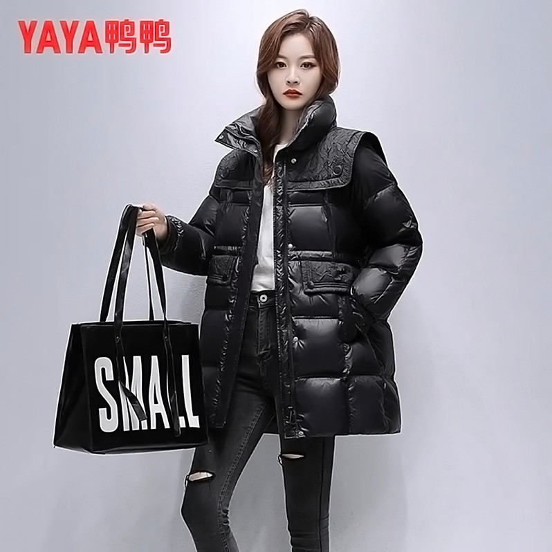 YAYA/鸭鸭【YE2B606075H】新款羽绒服女百搭宽松时尚鸭绒外套冬季