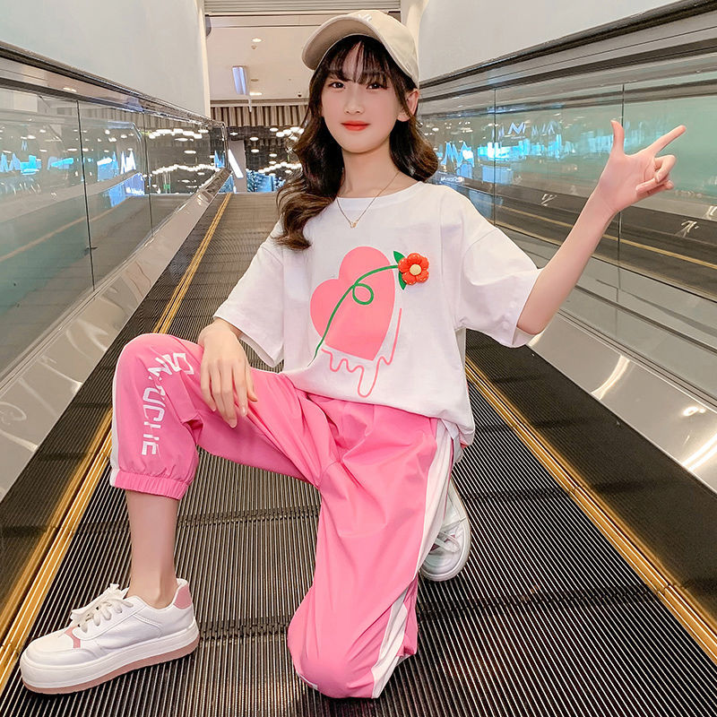 女童套装夏季2024新款童装女孩中大童洋气时髦儿童夏装运动两件套