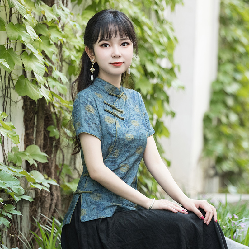 唐装女中国风年轻款高端时尚改良旗袍上衣休闲中式禅意女装22J057