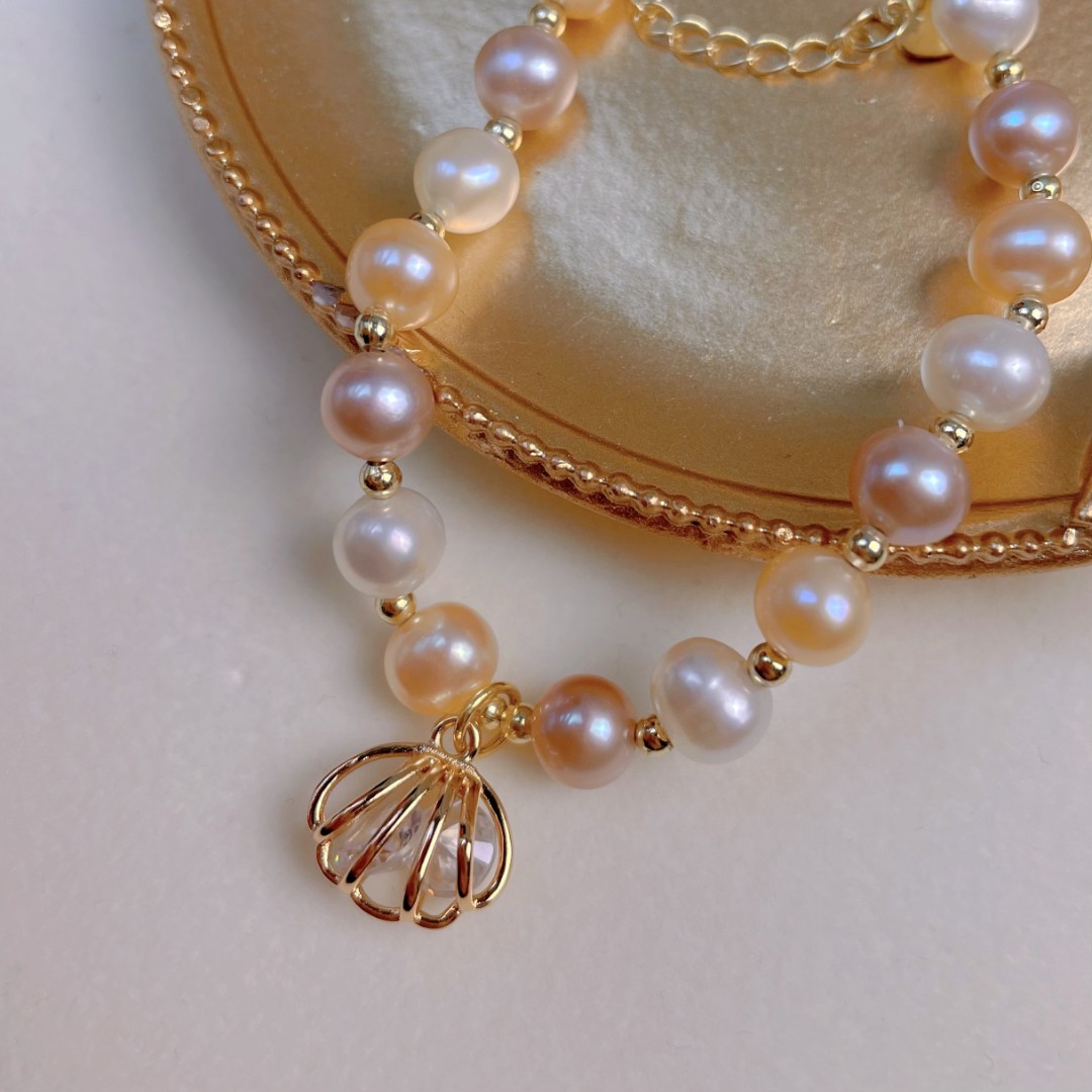 铜合金素款耳饰 B13简约款贝壳手链糖果色