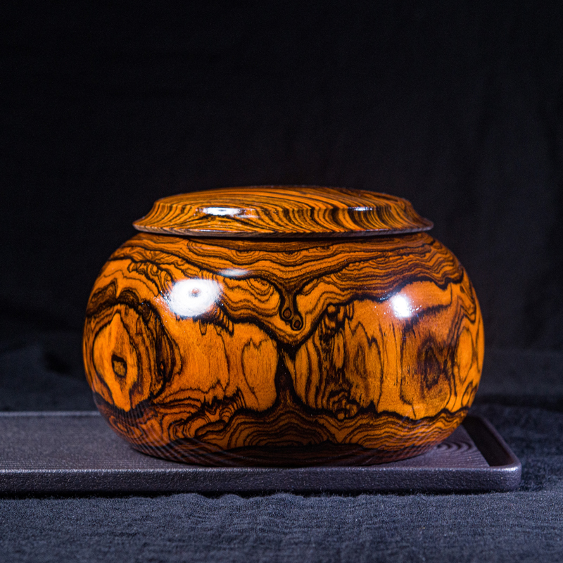 虎皮檀木质茶叶罐围棋罐两用（130mm到250mm）实木茶叶罐典藏摆件
