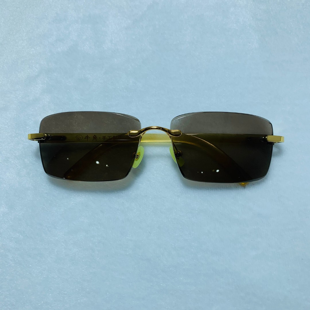 牛角腿天然水晶石眼镜新豹隆养眼护目墨镜男士款平光镜高级感墨镜