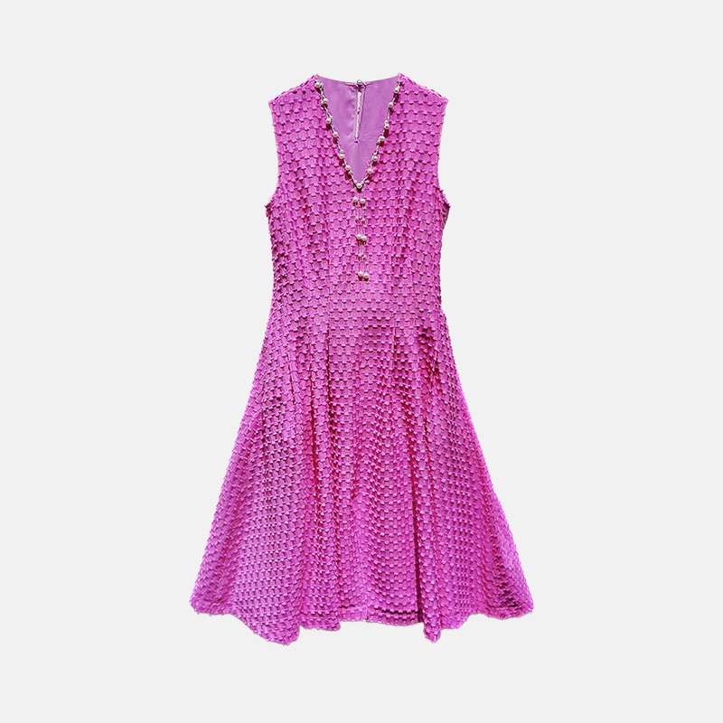 【B99官方旗舰店】女装夏季紫色无袖设计师款连衣裙WFSCA23095-D