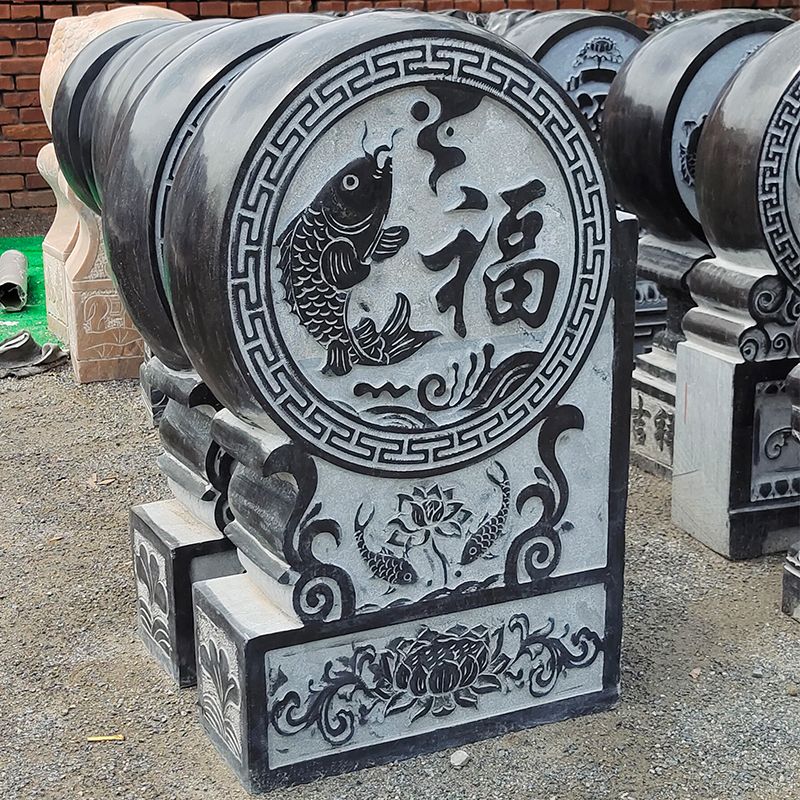 青石仿古门鼓石门墩