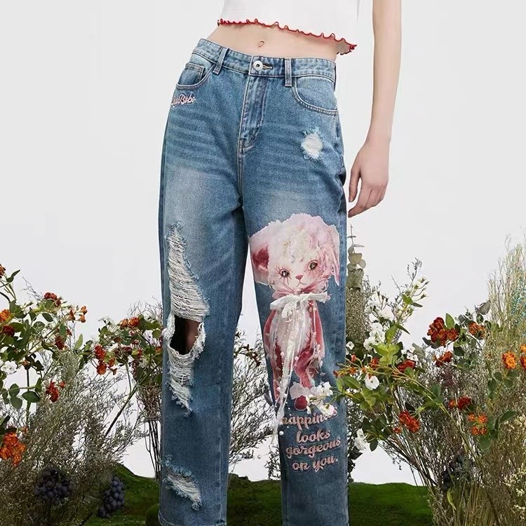 郑州（少配饰不退不换）LABOBO魔咒精灵牛仔长裤|L21B-WXZC17