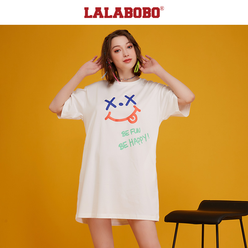 石家庄(微瑕不退不换)涂鸦冰氧吧宽松T恤连衣裙女|L21E-WLZY27